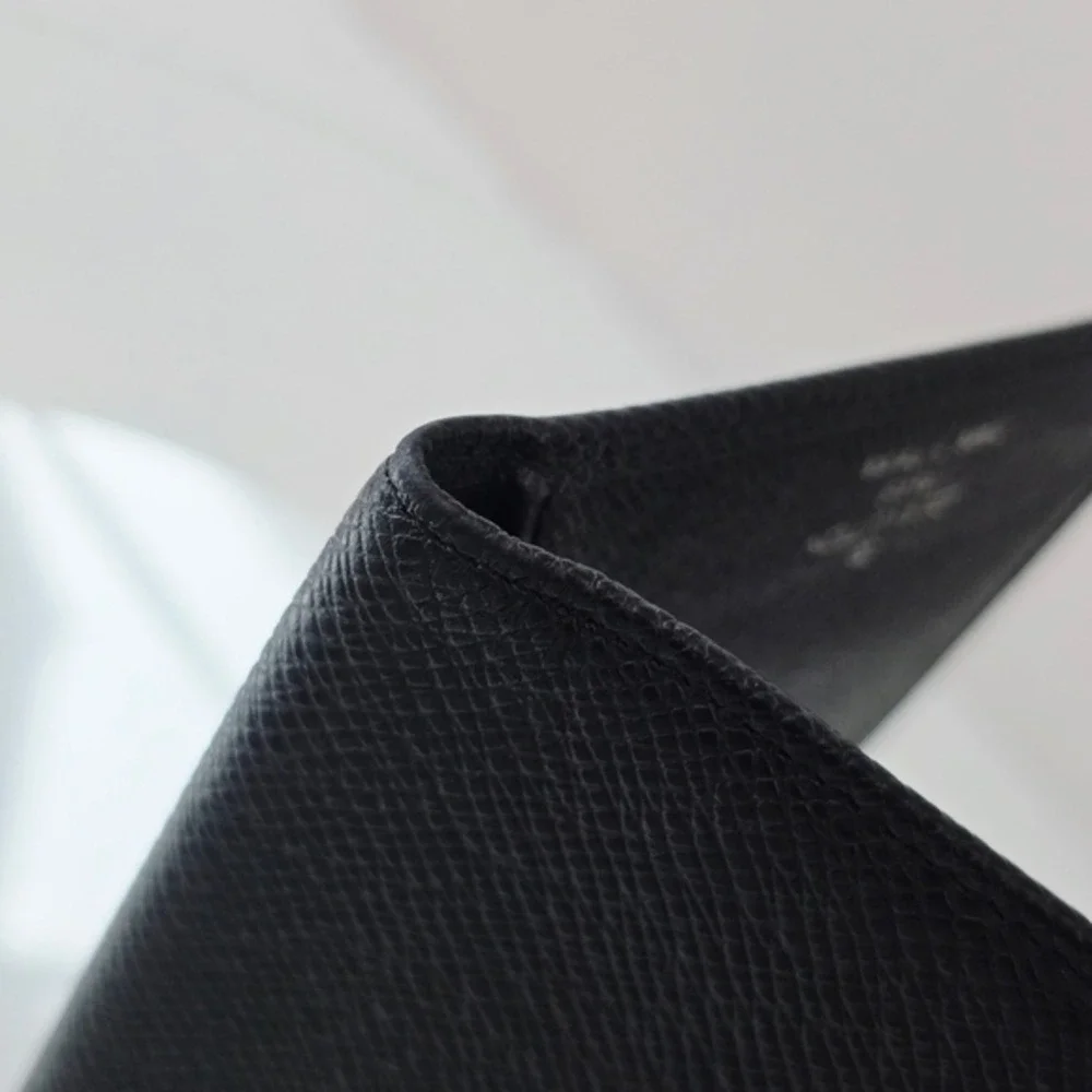 Louis Vuitton Taiga Brazza Wallet Long Portefeuille Bifold Charcoal Gray Leather